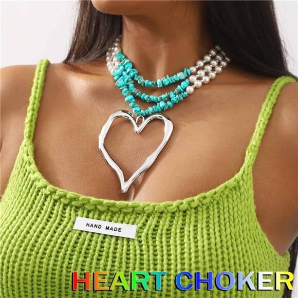 Layered Pearl Heart Necklace | Romantic Ocean-Inspired Jewelry | Elegant Gift - Picture 5 of 5